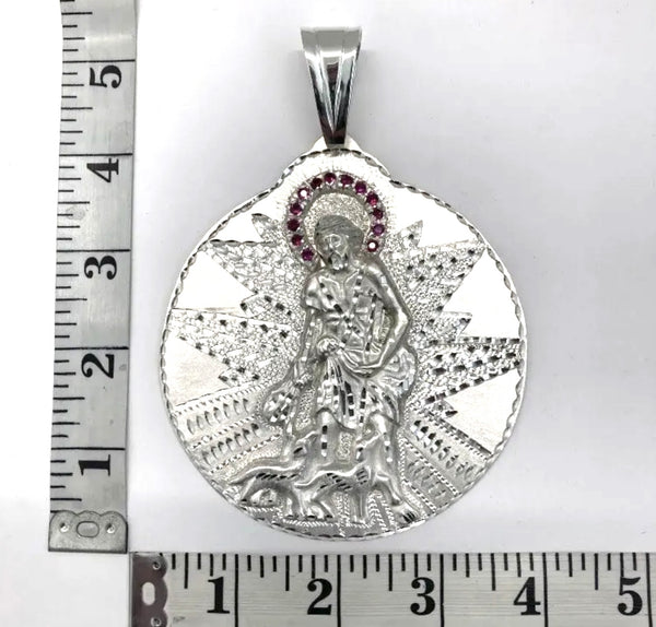 San Lazaro and Santa barbara set of 2 Charm Pendant In 925 Silver 5 Inch