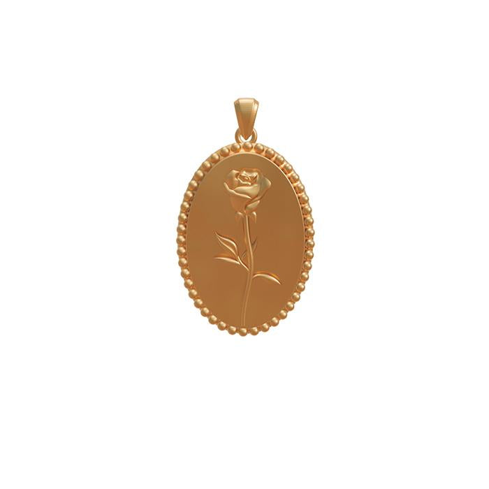 Hand Made Gold Rose Medallion-pendant charm-lirysjewelry