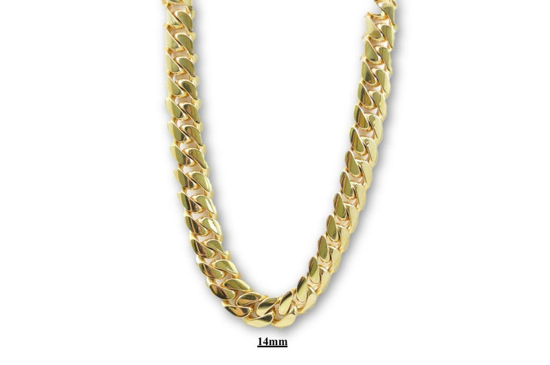 14mm Enamel Cuban Link Necklace Chain Orange