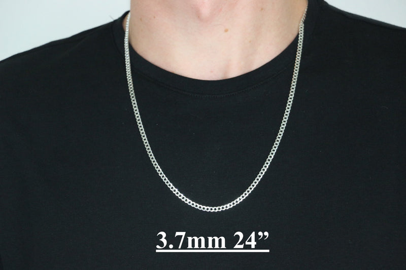 Sterling Silver Figaro Chain Necklace, Men 18 to 32 inches, 10 mm