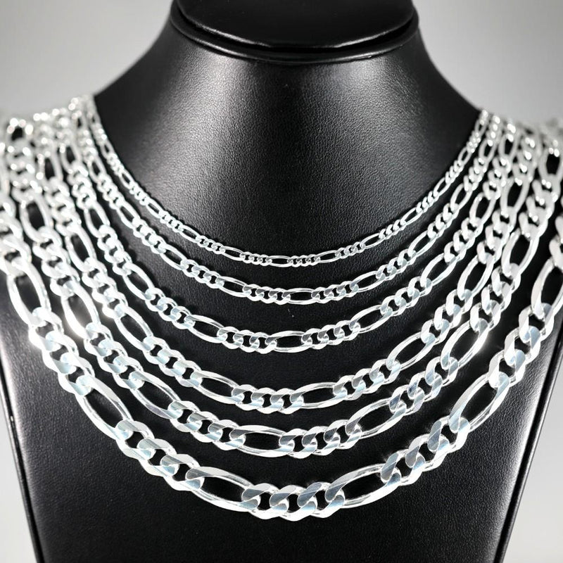 Genuine 925 Silver Figaro Link Necklaces & Chains-lirysjewelry