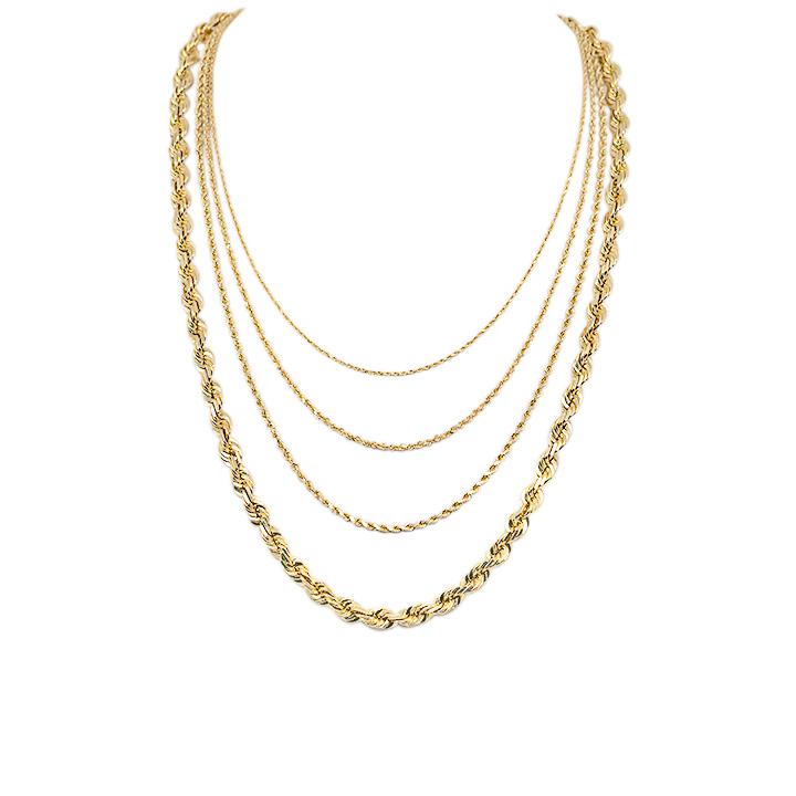 Solid Gold Diamond Cut Rope Necklace-lirysjewelry