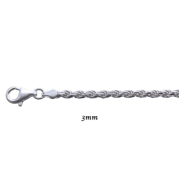 Genuine 925 Sterling Silver Diamond Cut Rope Bracelet-lirysjewelry