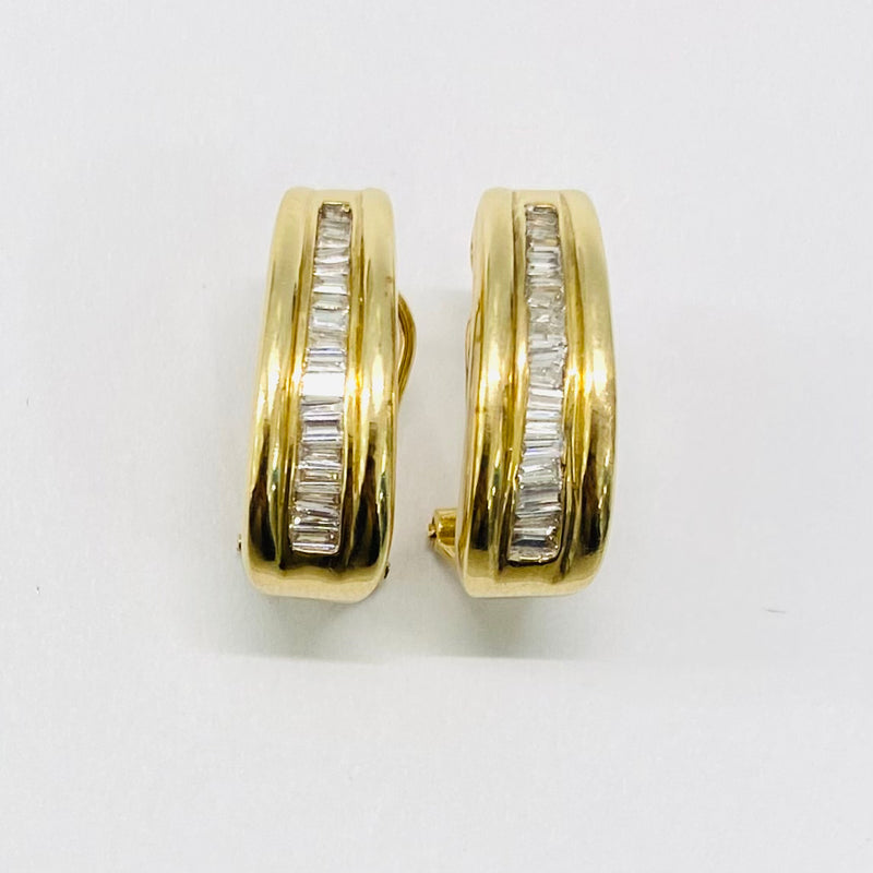 1.0ctw Baguette Diamond clip Earrings 14k