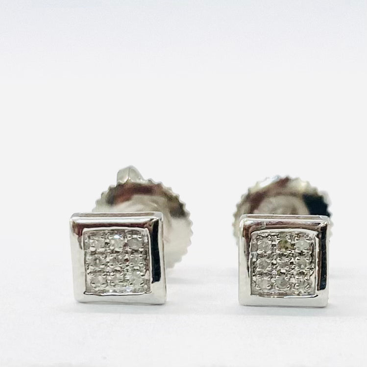 .20ctw square cluster Diamond Earrings 10k
