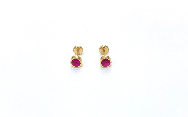 14k Red Stone Baby Earrings