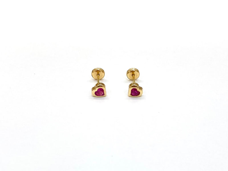 14k Heart Baby Earrings