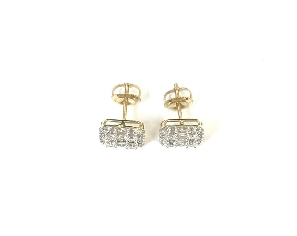 .75ctw Square cluster Diamond Earrings 10k