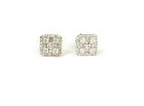 .75ctw Square cluster Diamond Earrings 10k