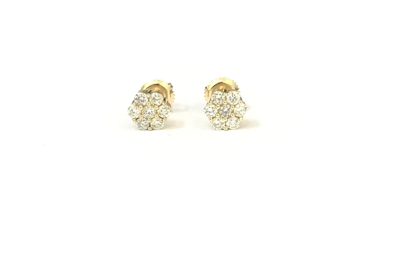 .75ctw Round cluster Diamond Earrings 10k