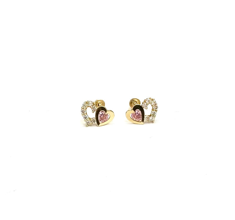 14k Heart Baby Earrings