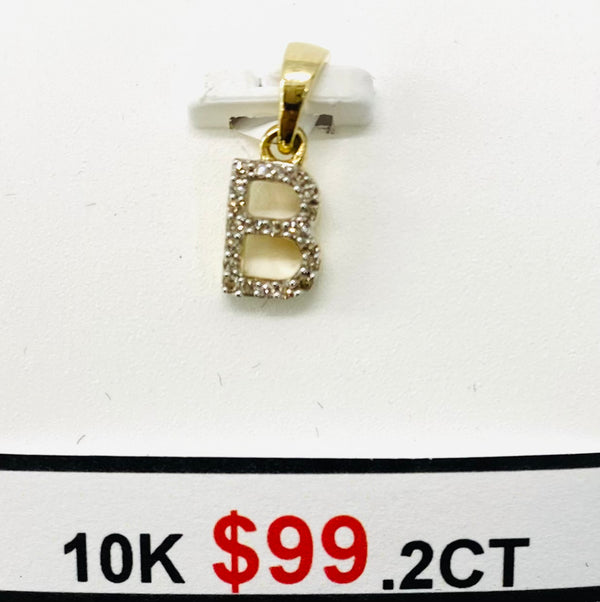 .2tcw DIAMOND INITIAL PENDANT 10K